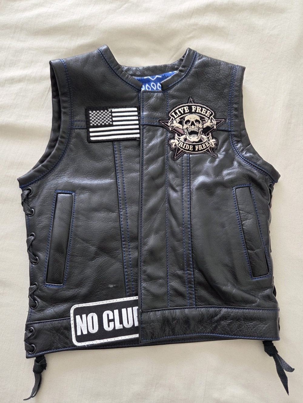 Espinozas Leather Custom Made Kids Biker Leather Vest 3/4T USA Made
